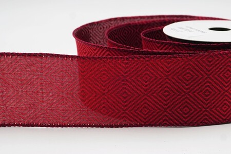 Bordeauxrood geometrisch ruitpatroon tweed draadlint_KW0477GC-8-8